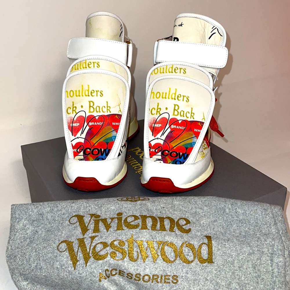 VIVIENNE WESTWOOD 3 TONGUE SNEAKERS IT38 MEANINGLESS PRINT - Picture 2 of 9